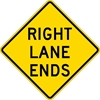 W9-1R: RIGHT LANE ENDS 36X36 