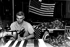 Historical Photo Sewing American Flags