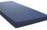 Single dark blue antimicrobial mattress with a smooth, protective vinyl cover.