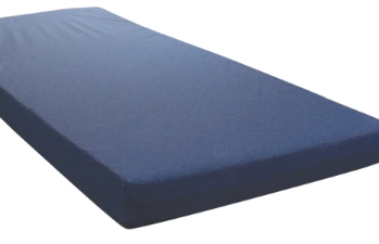 Single dark blue antimicrobial mattress with a smooth, protective vinyl cover.