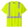 Short sleeve safety yellow mesh pocket tee with Class 2 reflective striping