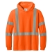 Safety orange pullover hoodie with Class 3 segmented reflective taping