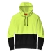 Safety Yellow pullover hoodie with black bottom and drawstrings