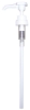 White plastic pump dispenser with a threaded cap and long dip tube.