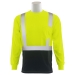 Safety Green Class 2 safety long sleeve shirt with left chest pocket and black bottom