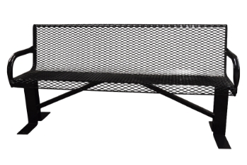Black expanded metal park bench