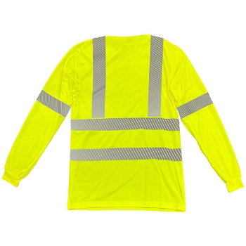 Safety Green long sleeve tee with Class 3 reflective striping