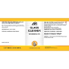 Product label for API Non-Ammoniated Glass Cleaner featuring usage directions, safety instructions, and brand logos on a white and yellow background.