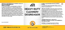 IPI Heavy Duty Cleaner/Degreaser product label graphic featuring yellow top and bottom borders, a white center with product text, and a circular orange icon.