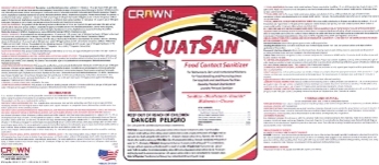 Crown QuatSan Food Contact Sanitizer product label.