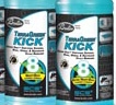 Two teal bottles of Brulin TerraGreen Kick heavy-duty cleaner with black and white product labels.
