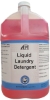 One-gallon jug of pink IPI Liquid Laundry Detergent with a blue and white label and white cap.
