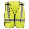 High-visibility yellow mesh safety vest with reflective stripes and "POLICE" printed on the chest.