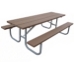 Brown plastic lumber picnic table with a grey metal frame.