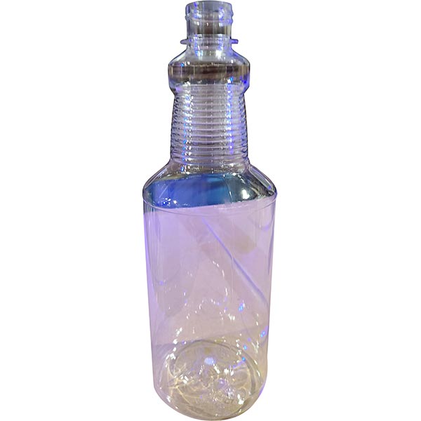 Clear plastic spray bottle with a ribbed neck and threaded neck finish.