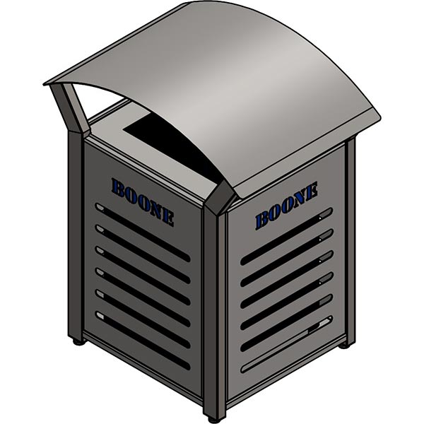 Square Trash Receptacle with Boone logo