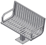 Steel Slat Bench (Pedestal Base)