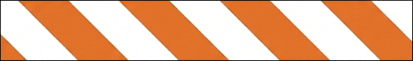 Type 3 barricade panel with alternating orange and white diagonal striping.
