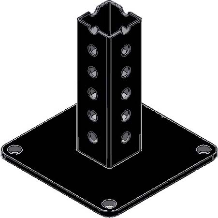 2 Square Posts FLAT CONCRETE BASE WITH 2