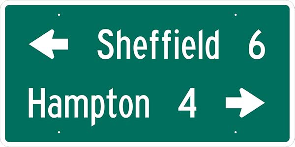 DESTINATION & DISTANCE SIGN, 2 LINE 