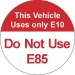IPID201: THIS VEHICLE USES (E10 - E85) DECAL 1.5" RND - FIPID201-RND1.5CNR
