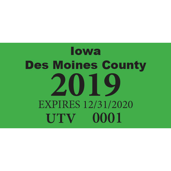 Atv Permit Sticker GOLF CART, ATV, UTV PERMITS - Iowa Prison Industries