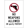 IPIH402: NO WEAPONS ALLOWED ON (TEXT) DECAL 4X6 