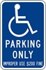 IPIR308: DISABLED SYM W/ PARKING ONLY WITH FINE 12X18 