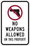 ISI72: NO WEAPONS ALLOW ON THIS PROPERTY SIGN 12X18