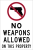 ISI72: NO WEAPONS ALLOW ON THIS PROPERTY DECAL 4X6 