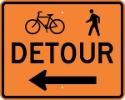 M4-9AL: BIKE/PEDESTRIAN DETOUR w/ ARROW LEFT 30X24 