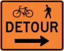M4-9AR: BIKE/PEDESTRIAN DETOUR w/ ARROW RIGHT 30X24 