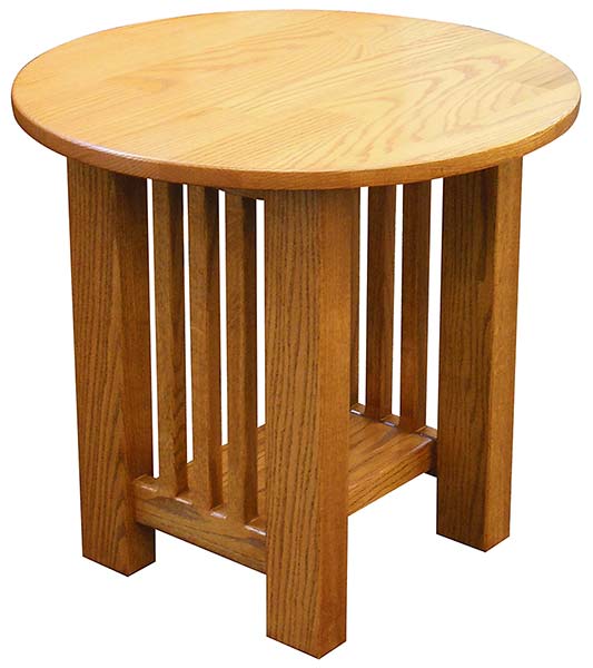 Mission End Tables Round Oak Top, Round Oak End Table