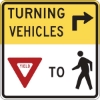 R10-15R: TURNING VEH YIELD TO PEDS RT  30X30 