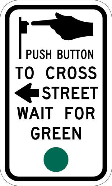 R10-4A: PED PUSH BTN W/ LEFT ARW 9X15 