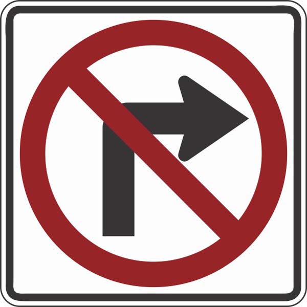 R3-1: NO RIGHT TURN SYMBOL 36X36 