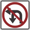 R3-18: NO LEFT TURN-NO U TURN SYMBOL 24X24 