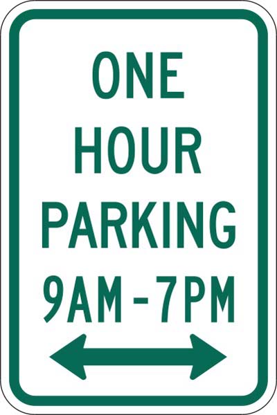 R7-5: (#) HOUR PARKING (TIMES) 12X18 