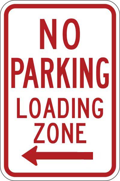R7-6L: NO PARKING LOADING ZONE LEFT ARROW 18X24 