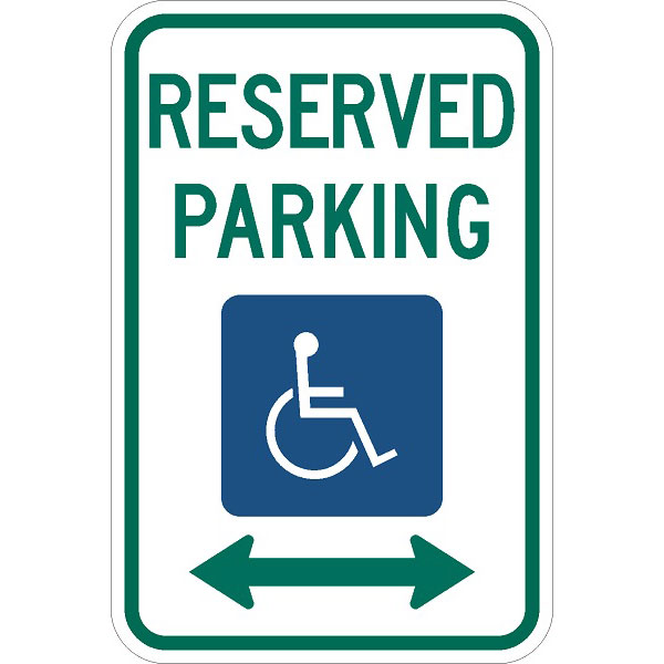 R7-8: RESERVED PARKING DISABLE SYM DOUBLE ARROW 12X18 