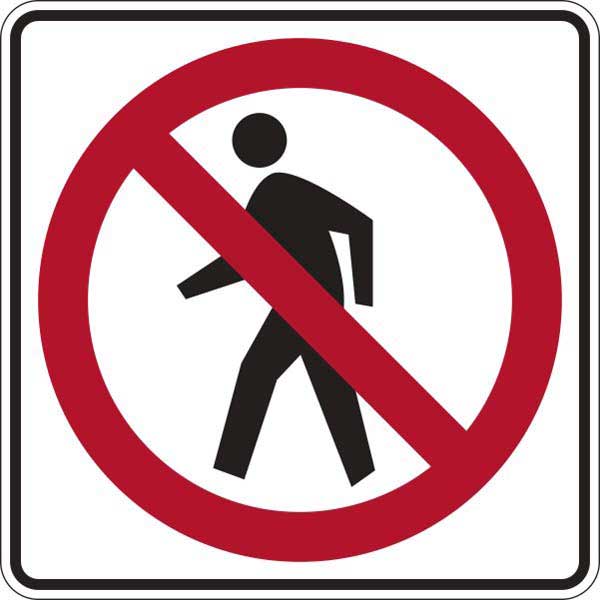 R9-3: NO PEDESTRIAN CROSSING SYMBOL 30X30 