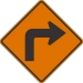 W1-1R: RIGHT TURN SYMBOL 30X30 - FW1-1R-30X30