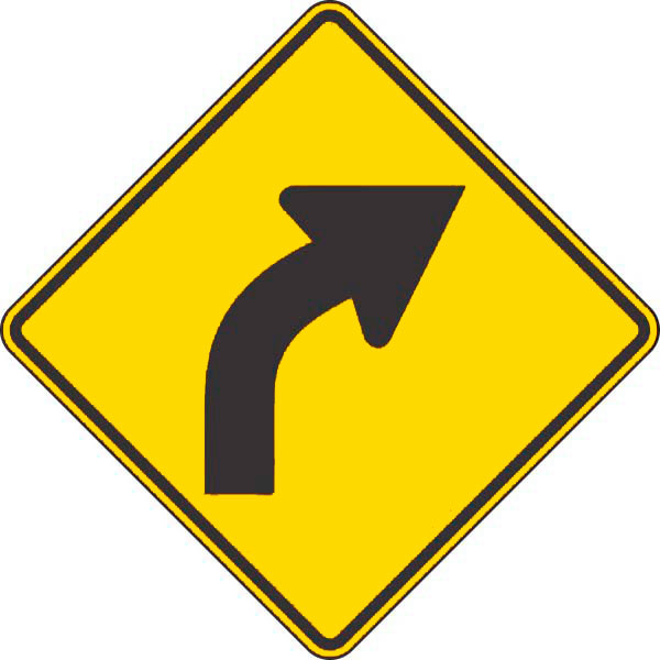 W1-2R: RIGHT CURVE SYMBOL 18X18 
