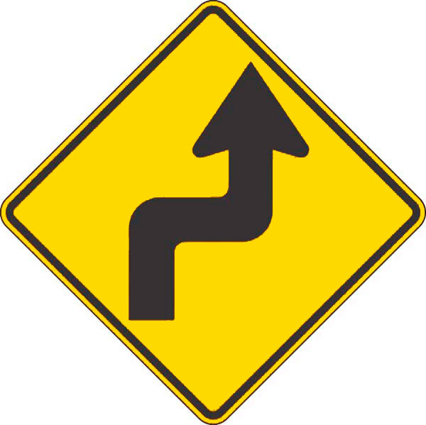 W1-3R: RIGHT REVERSE TURN SYMBOL 18X18 