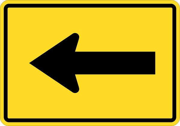 W16-5P: TURN ARROW 30X21 