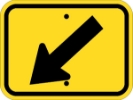 W16-7PL: DOWNWARD DIAGONAL ARROW LEFT 12X9 