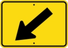 W16-7PL: DOWNWARD DIAGONAL ARROW LEFT 21X15 