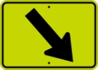 W16-7PR: DOWNWARD DIAGONAL ARROW RIGHT 21X15 
