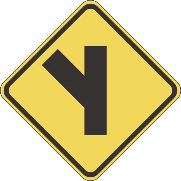 W2-3L: SIDE ROAD OBLIQUE LEFT SYMBOL 30X30 