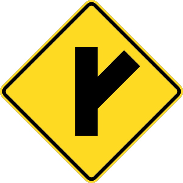 W2-3R: SIDE ROAD OBLIQUE RIGHT SYMBOL 24X24 